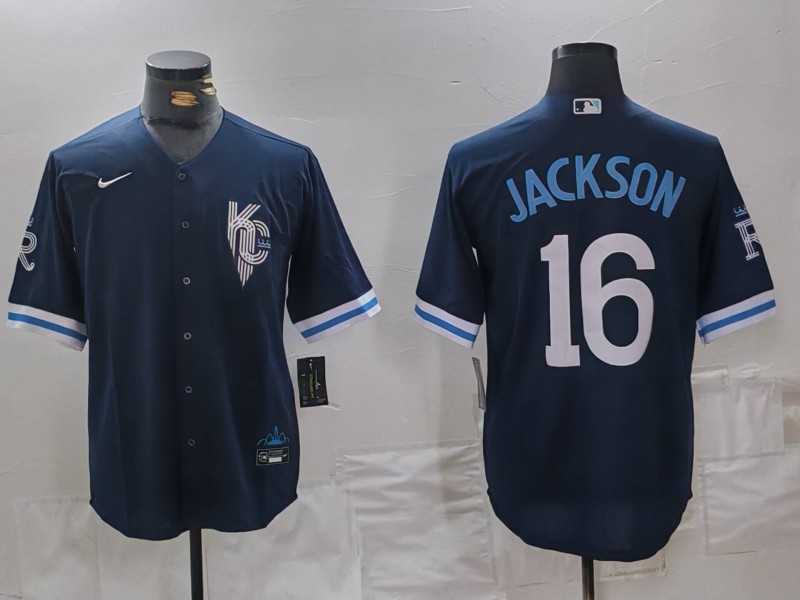Mens Kansas City Royals #16 Bo Jackson Navy City Connect Cool Base Stitched Jersey->kansas city royals->MLB Jersey